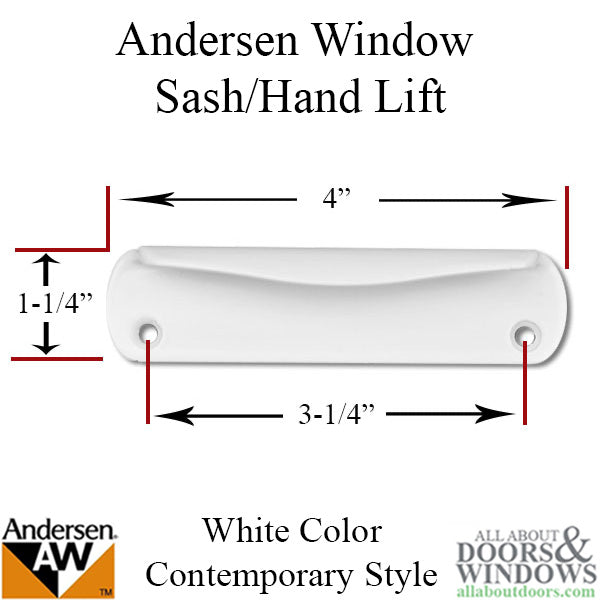 Andersen Contemporary Hand Lift For 200 Series Double Hung Window Metal White Hand Lift - Andersen Contemporary Hand Lift For 200 Series Double Hung Window Metal White Hand Lift