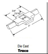 Pivot Bar, 3 inch Traco Tilt Window, Reversible - Zinc Die Cast - Pivot Bar, 3 inch Traco Tilt Window, Reversible - Zinc Die Cast