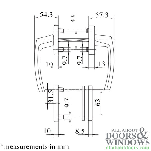 Roto NT R01.1 Balcony -Terrace  Door Handle, Full Set - Roto NT R01.1 Balcony -Terrace  Door Handle, Full Set