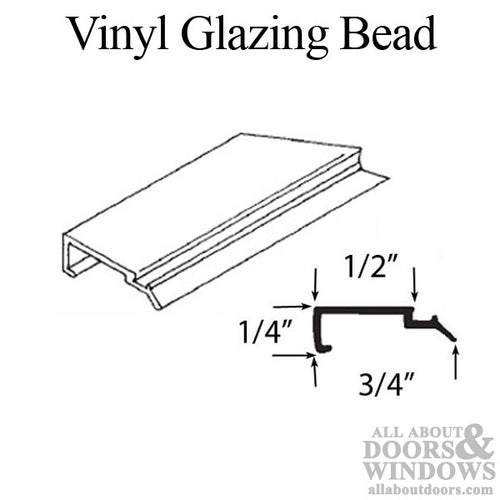 Vinyl Glazing Bead, 6 line J-shape Keller, 6 Feet Length - Choose Color - Vinyl Glazing Bead, 6 line J-shape Keller, 6 Feet Length - Choose Color