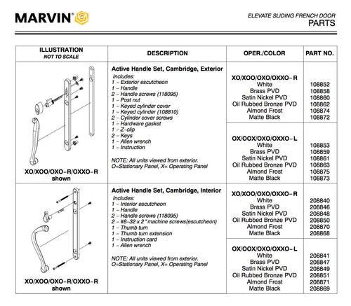 Elevate series, Sliding French Door Handle, Exterior Active Keyed, Left Hand - Elevate series, Sliding French Door Handle, Exterior Active Keyed, Left Hand