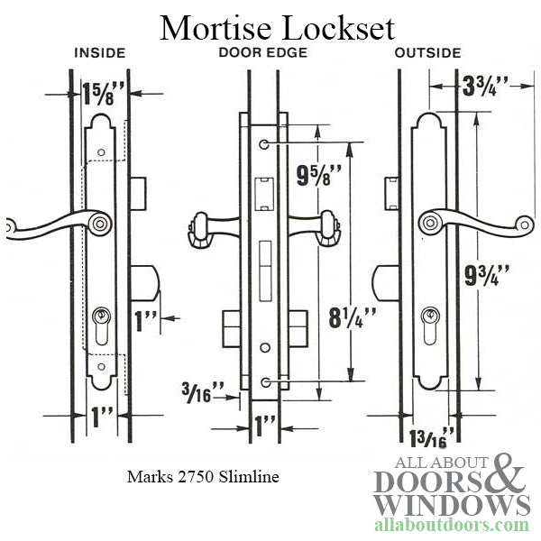 Marks 2750 ThinLine Storm / Security Door Lock, Keyed One Side with Thumb Turn - Marks 2750 ThinLine Storm / Security Door Lock, Keyed One Side with Thumb Turn