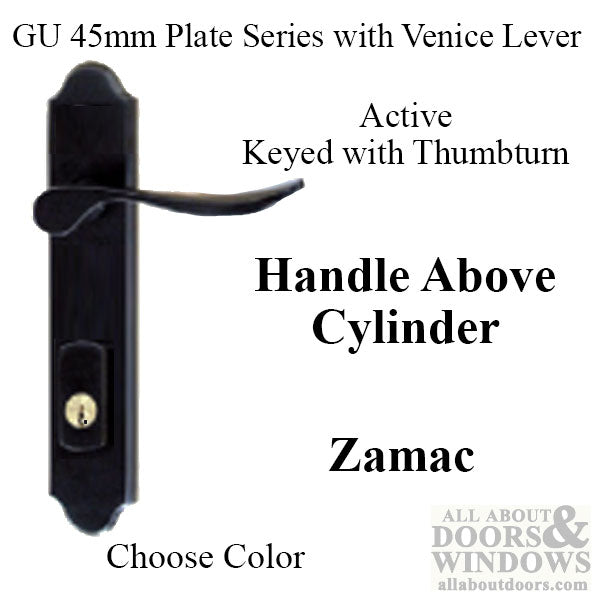 G-U Venice Handle & 45mm Plate, Zamac, Active, Key & Thumbturn (Handle Above Cylinder) Choose Color - G-U Venice Handle & 45mm Plate, Zamac, Active, Key & Thumbturn (Handle Above Cylinder) Choose Color