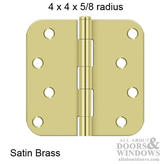 Plain Bearing Hinge, 4 x 4 x 5/8 Radius - Brushed/Satin Brass