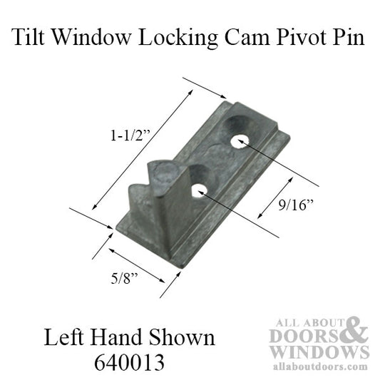 Tilt Window Pivot Pin for Locking Cam, old style, Left Hand - Mill Finish
