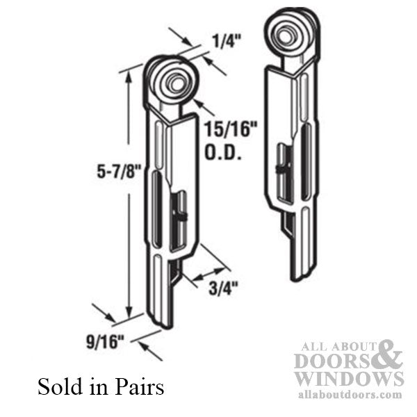 Closet Panel Door Roller, Top Hung, 15/16 inch wheel -  Left & Right pair - Closet Panel Door Roller, Top Hung, 15/16 inch wheel -  Left & Right pair