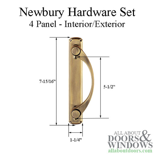 Andersen Newbury 4 Panel Gliding Door Hardware Set - Antique Brass - Andersen Newbury 4 Panel Gliding Door Hardware Set - Antique Brass