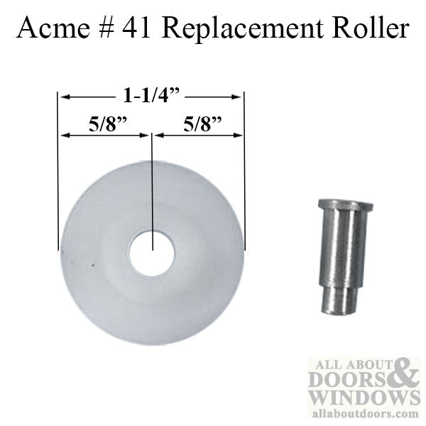 Acme 41 Roller, 1-1/4 x 1/2  Flat Roller w/ Rivet - White - Acme 41 Roller, 1-1/4 x 1/2  Flat Roller w/ Rivet - White