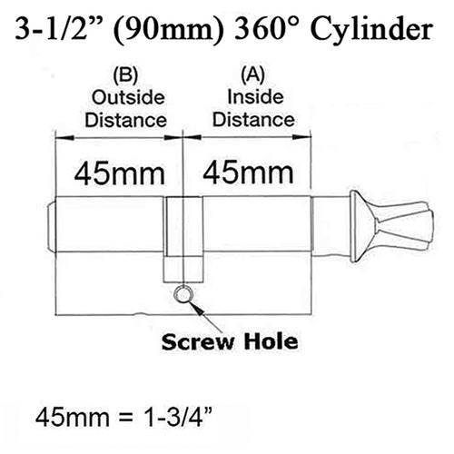 Ferco 45/45 Key/TT  90mm Euro profile cylinder - Satin Nickel - Ferco 45/45 Key/TT  90mm Euro profile cylinder - Satin Nickel