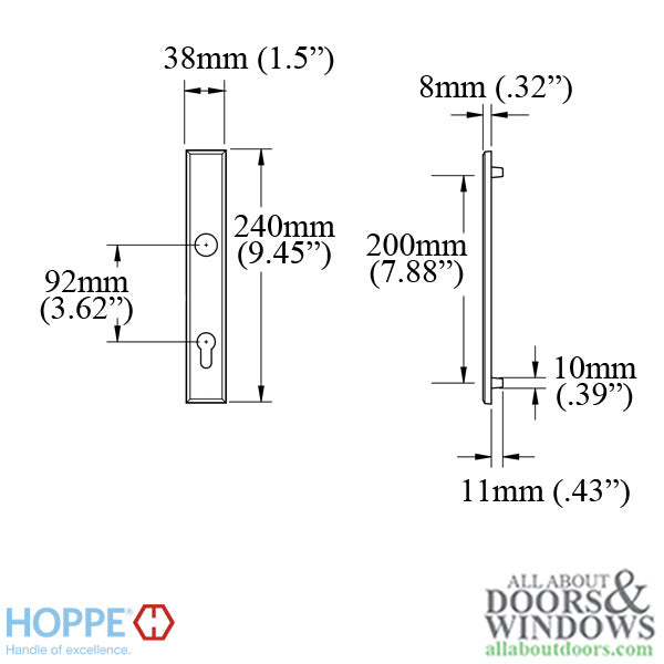 HOPPE Dallas Exterior Backplate M2161N for Active Handlesets - Satin Nickel - HOPPE Dallas Exterior Backplate M2161N for Active Handlesets - Satin Nickel