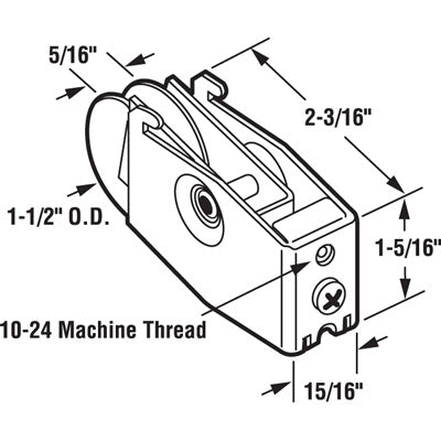 Roller Assembly - Sliding Patio Door, Steel Ball Bearing, 1-1/2