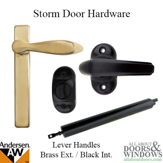 Andersen/ Emco Storm Door Hardware Kit - Brass Exterior, Black Interior