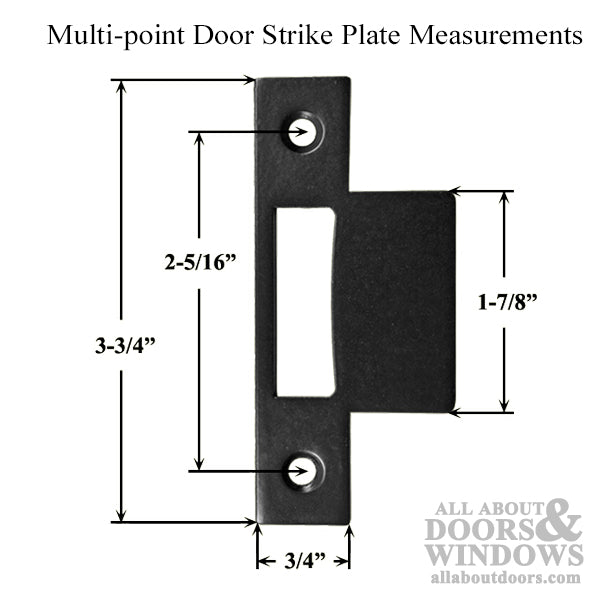 Multi-point Door Strike Plates, for 2-1/4 Inch Thick Door - Black Powder Coat - Multi-point Door Strike Plates, for 2-1/4 Inch Thick Door - Black Powder Coat