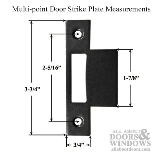 Multi-point Door Strike Plates, for 2-1/4 Inch Thick Door - Black Powder Coat - Multi-point Door Strike Plates, for 2-1/4 Inch Thick Door - Black Powder Coat