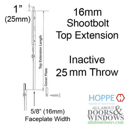 16mm Inactive Top Extension, 25mm Shootbolt Throw, 19.29