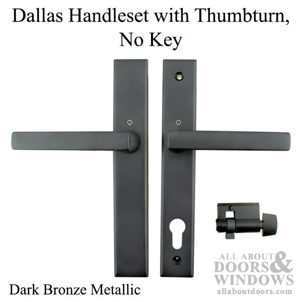 Dallas Contemporary Lever Handle, Inactive, Nonkeyed with Thumbturn,  M1643 / 2161N Set - Dark Bronze Metallic - Dallas Contemporary Lever Handle, Inactive, Nonkeyed with Thumbturn,  M1643 / 2161N Set - Dark Bronze Metallic