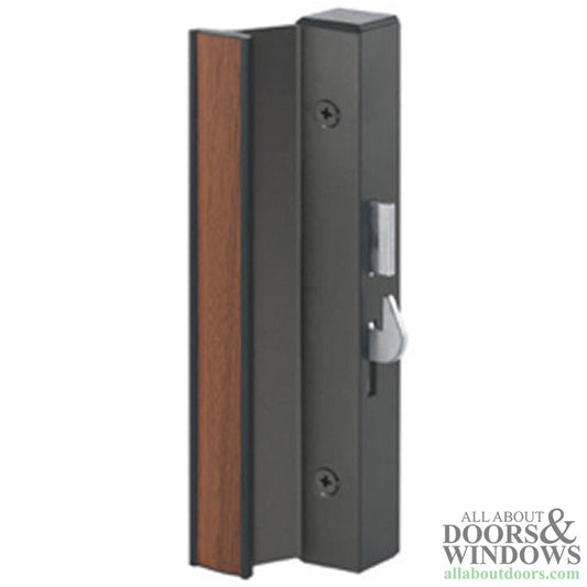 Sliding Patio Door Handle Set with Hook Latch 4-15/16 Inch Hole Center Black Finish