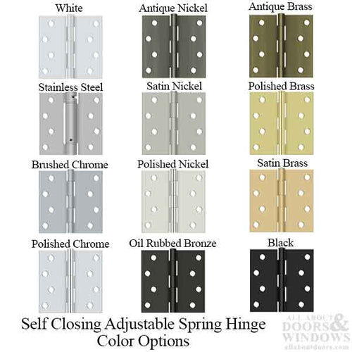 Spring Hinge 4 x 4 with Square Corners, Deltana Single Action - Choose Color - Spring Hinge 4 x 4 with Square Corners, Deltana Single Action - Choose Color