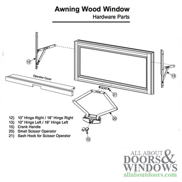 Truth 13.15  Awning Window Hinge and Track, Pairs 18