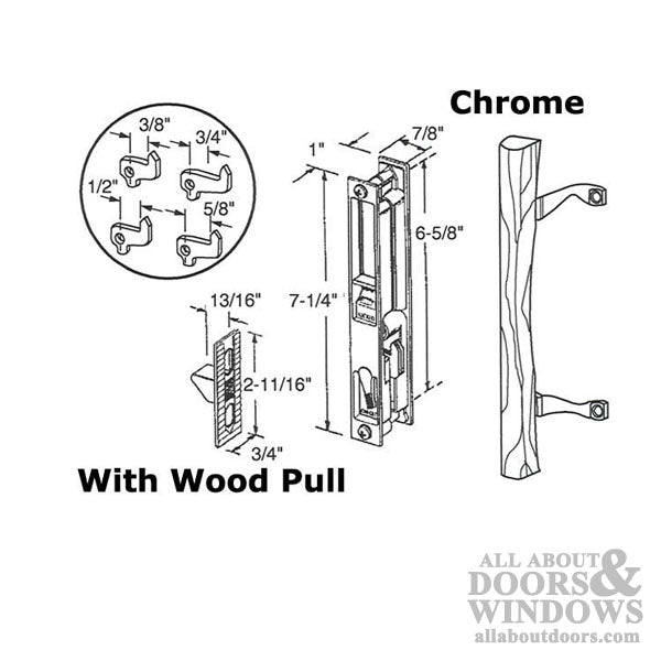 Handle Set - Sliding Patio Door, Flush Mount - Standard Hook - Handle Set - Sliding Patio Door, Flush Mount - Standard Hook