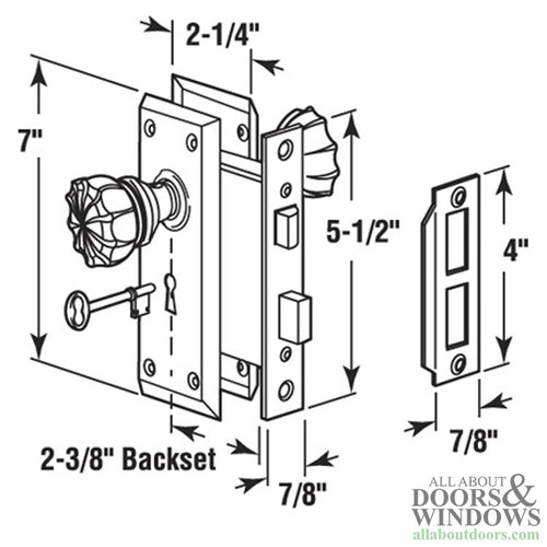Mortise Lock Set with Glass Knobs - Mortise Lock Set with Glass Knobs
