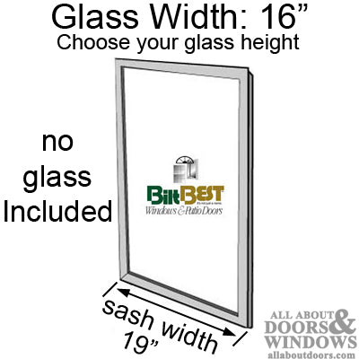 Bilt Best Primed wood casement sash stiles and rails 16" width (glass size); glass not included)