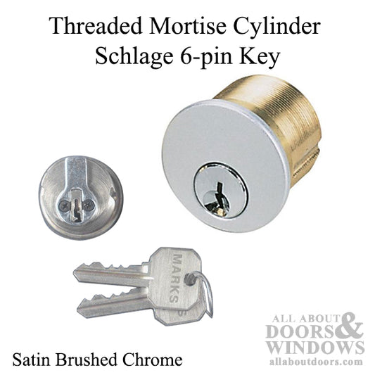 Marks 1-1/4 Threaded Mortise Cylinder, Schlage 6-pin Key - S