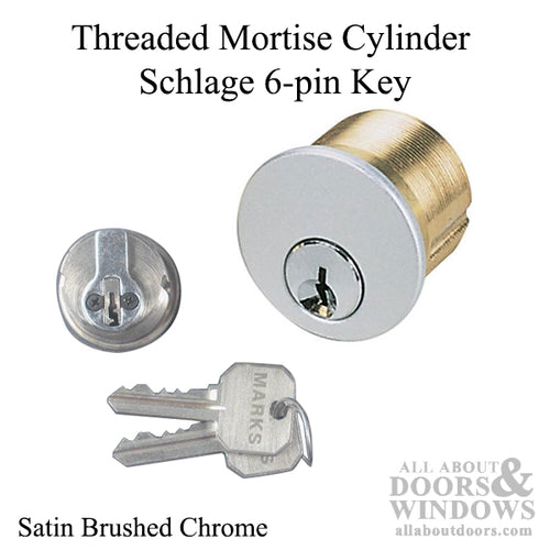 Marks 1-1/4 Threaded Mortise Cylinder, Schlage 6-pin Key - S - Marks 1-1/4 Threaded Mortise Cylinder, Schlage 6-pin Key - S