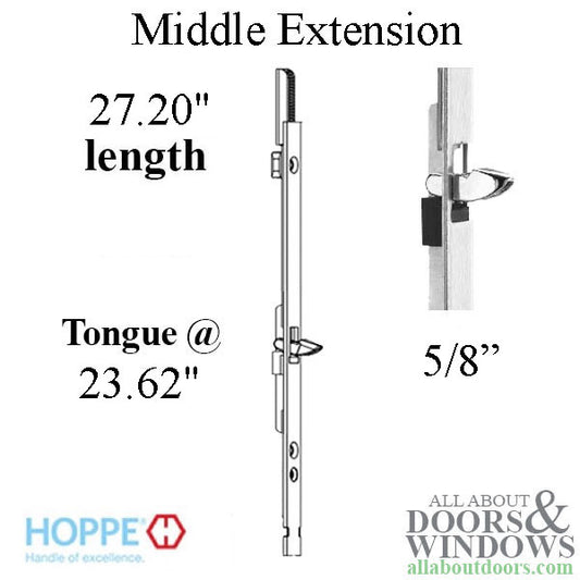 16mm Manual Middle Extension Shootbolt-Tongue @ 23.62",  27.20" Length