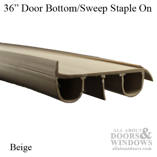 Door Bottom / Sweep, Staple-On, Beige, 36 Inch