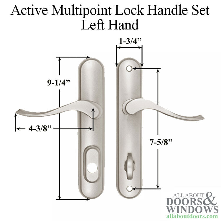 Active Handleset 400B LH  multipoint lock trim, Zinc Base - Active Handleset 400B LH  multipoint lock trim, Zinc Base