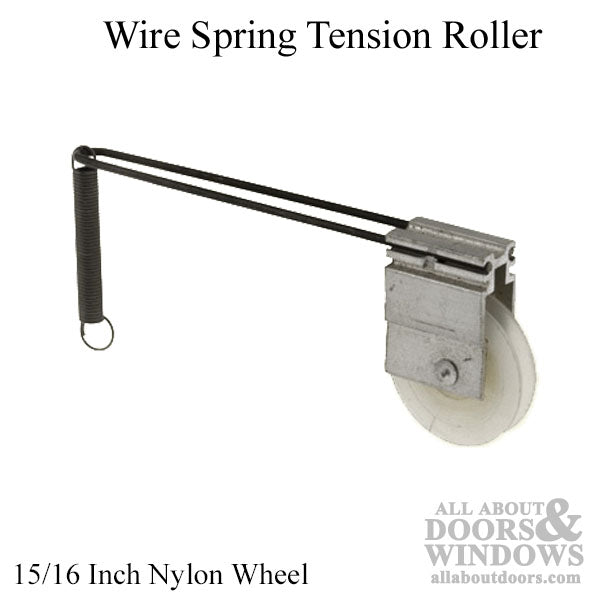 Wire Spring Tension Roller Assembly with 15/16 Inch Nylon Wheel for Sliding Screen Door - Wire Spring Tension Roller Assembly with 15/16 Inch Nylon Wheel for Sliding Screen Door