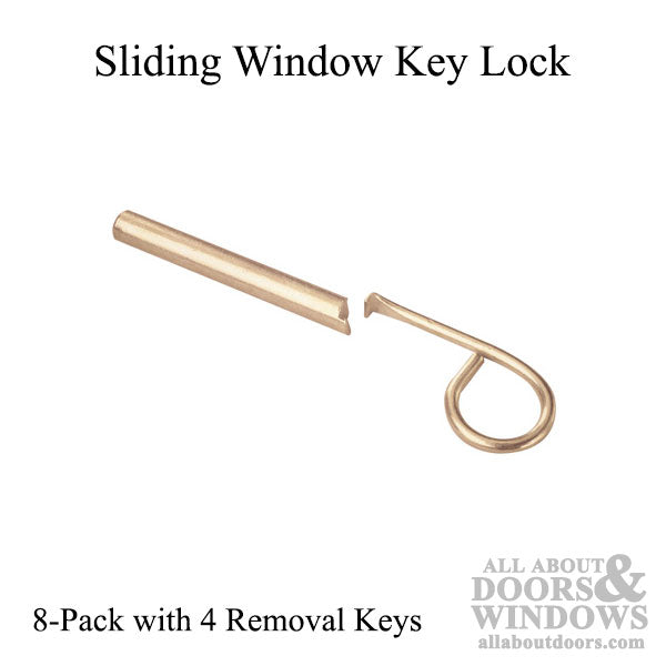 Round Wood Sash Pin with Key - Brass - Round Wood Sash Pin with Key - Brass