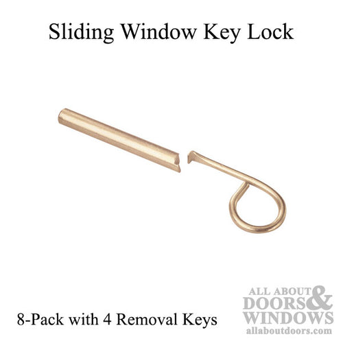 Round Wood Sash Pin with Key - Brass - Round Wood Sash Pin with Key - Brass