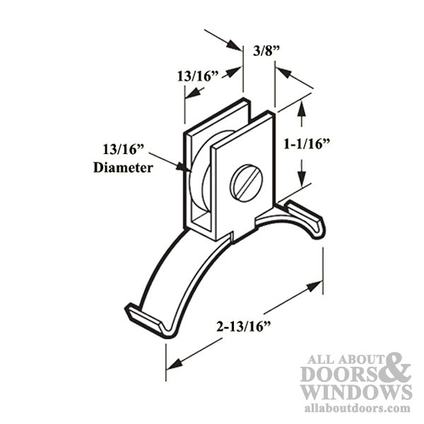 Center Mount Spring Tension Roller Assembly with 13/16 Inch Nylon Wheel for Sliding Screen Door - Center Mount Spring Tension Roller Assembly with 13/16 Inch Nylon Wheel for Sliding Screen Door