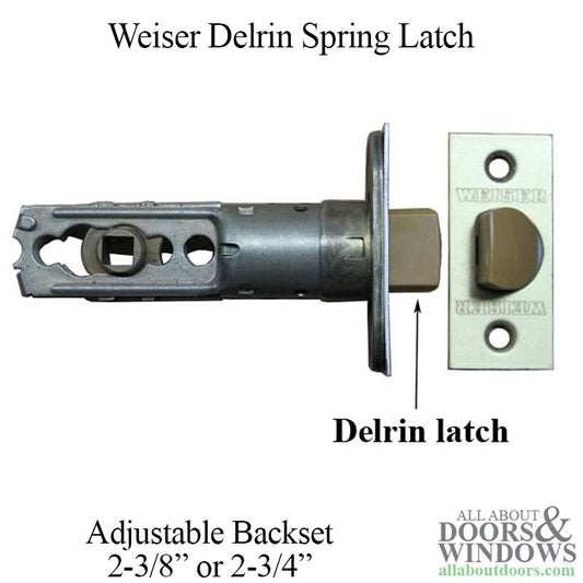 Weiser Springlatch, Adjustable Backset, Square Face, Delrin Latch Bolt