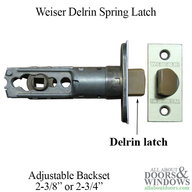 Weiser Springlatch, Adjustable Backset, Square Face, Delrin Latch Bolt - Weiser Springlatch, Adjustable Backset, Square Face, Delrin Latch Bolt