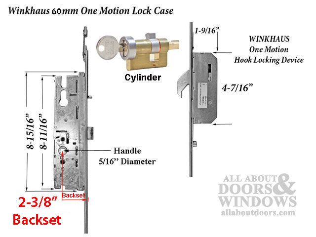 20mm Winkhaus OML, 6092 Key Above Handle, 2 Hook Version - Discontinued - 20mm Winkhaus OML, 6092 Key Above Handle, 2 Hook Version - Discontinued