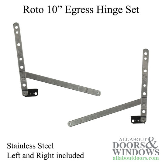 Roto 10 inch Left and Right Egress Hinge Set, HG05 Series - Stainless Steel