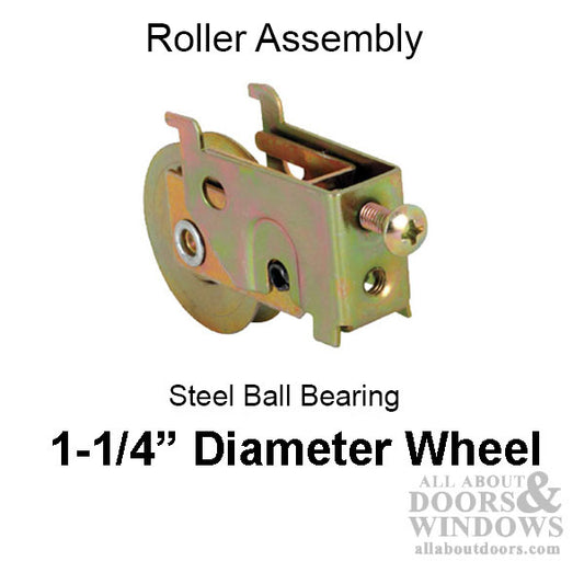 Sliding Door Hook Tab Roller With Adjustable Steel Housing 1.25 Inch Steel Wheel
