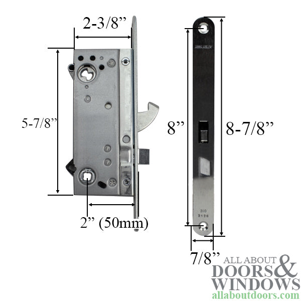 Andersen 200 Series Single point Patio Door Mortise Lock, Right Hand - Andersen 200 Series Single point Patio Door Mortise Lock, Right Hand