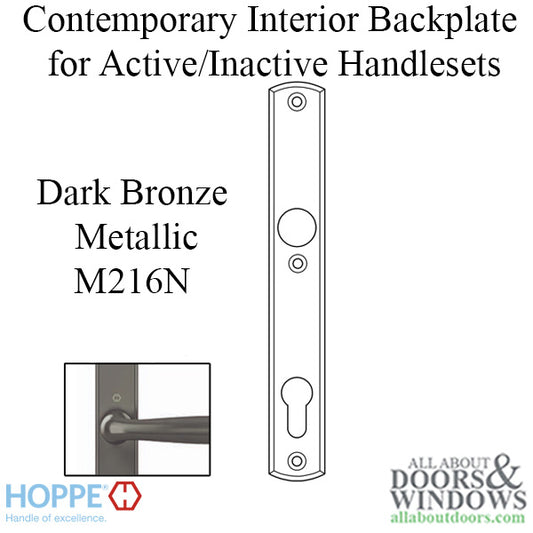 HOPPE Contemporary Interior Backplate M216N for Active/Inactive Handlesets - Dark Bronze Metallic