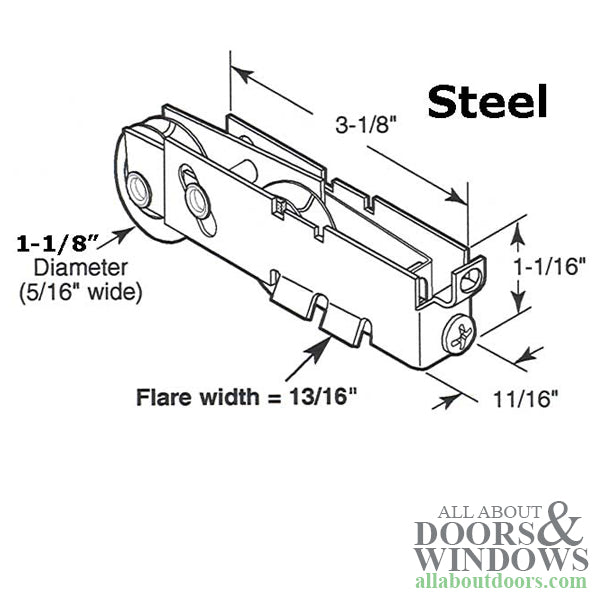 Tandem 1-1/8 inch steel Roller Assembly - Tandem 1-1/8 inch steel Roller Assembly