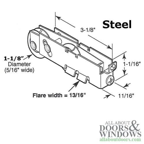 Tandem 1-1/8 inch steel Roller Assembly - Tandem 1-1/8 inch steel Roller Assembly