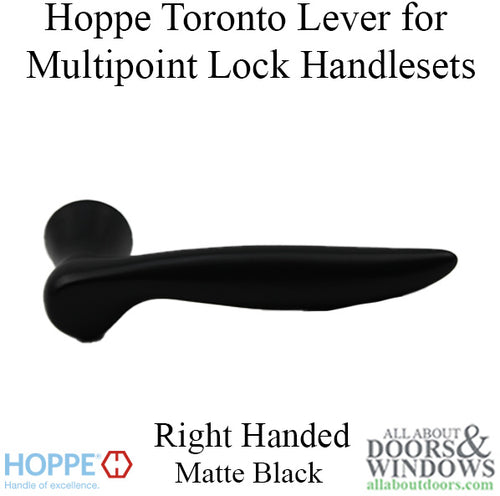 Toronto Lever Handle for Right Handed Multipoint Lock Handlesets - Matte Black - Toronto Lever Handle for Right Handed Multipoint Lock Handlesets - Matte Black