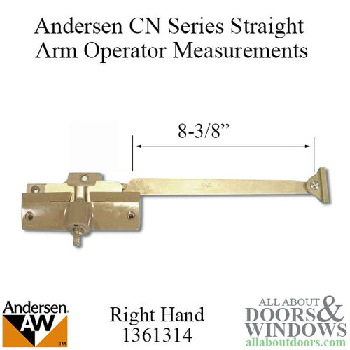 Andersen Window Straight Arm Operator Right Hand with 8-3/8 Inch Arm Length in Stone Color For Windows From 1974-1995 - Andersen Window Straight Arm Operator Right Hand with 8-3/8 Inch Arm Length in Stone Color For Windows From 1974-1995