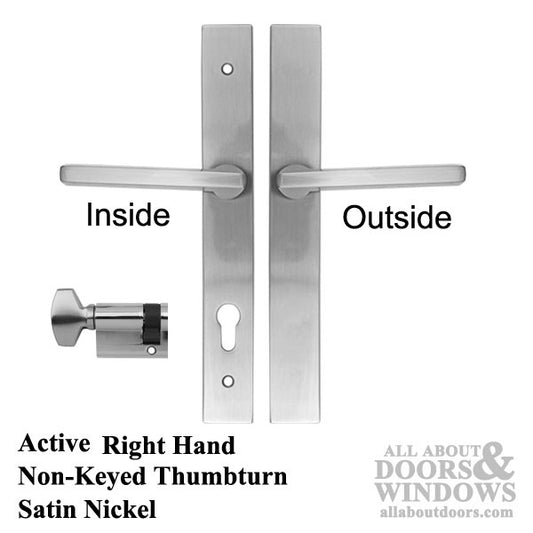 Active Non-keyed w/ Thumbturn, 1-1/2  x 11 Modern Plate, Helios Lever, Right Hand, Satin Nickel