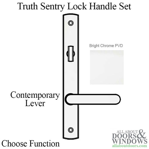 Truth Sentry Lock Handle Set, Contemporary, Decorative over Solid Brass, PVD Chrome - Truth Sentry Lock Handle Set, Contemporary, Decorative over Solid Brass, PVD Chrome