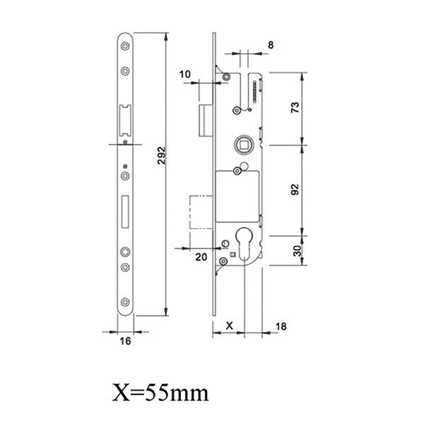 G-U Monolock 55/92 Euro Single Point Mortise Lock (SPL) - Stainless Steel - G-U Monolock 55/92 Euro Single Point Mortise Lock (SPL) - Stainless Steel