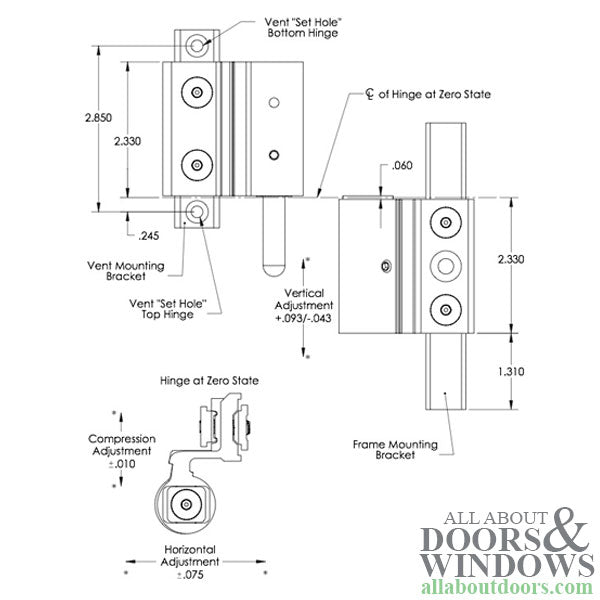 Traco Magnum Panel Butt Hinge, Clamp Style Euro Groove Adjustable - Traco Magnum Panel Butt Hinge, Clamp Style Euro Groove Adjustable